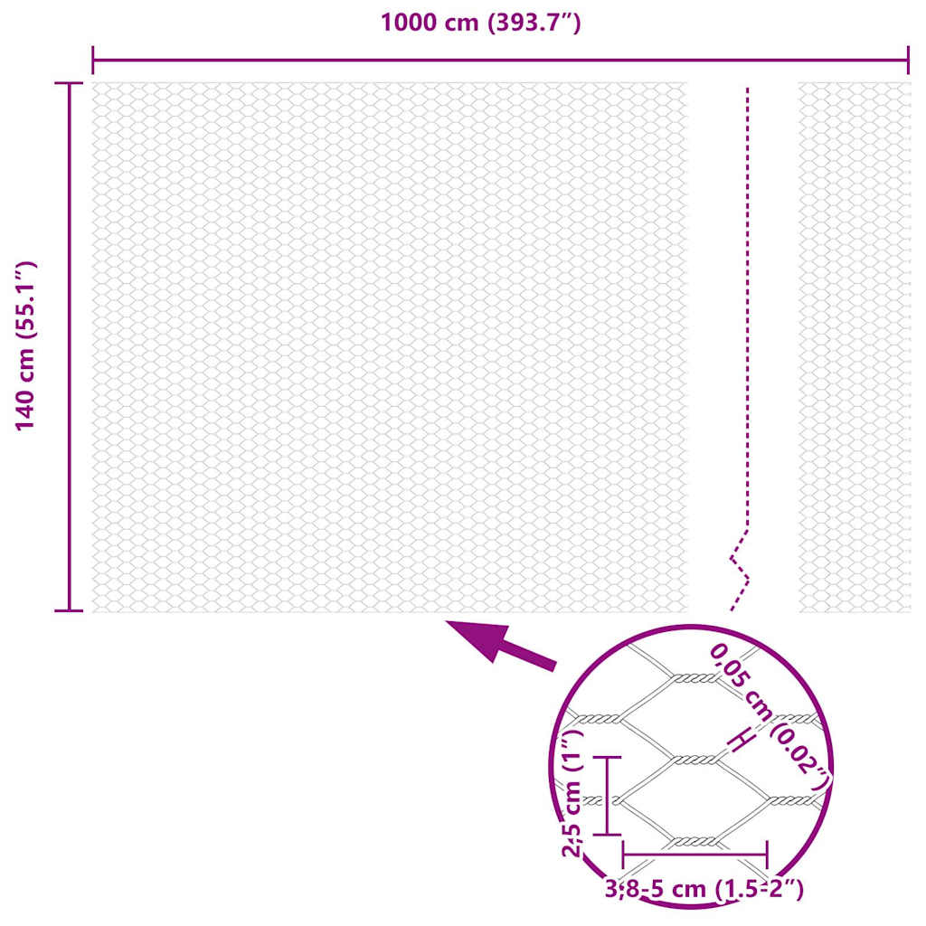 Recinzione Esagonale Argento 1,4 x 10 m Acciaio zincato | homemem39