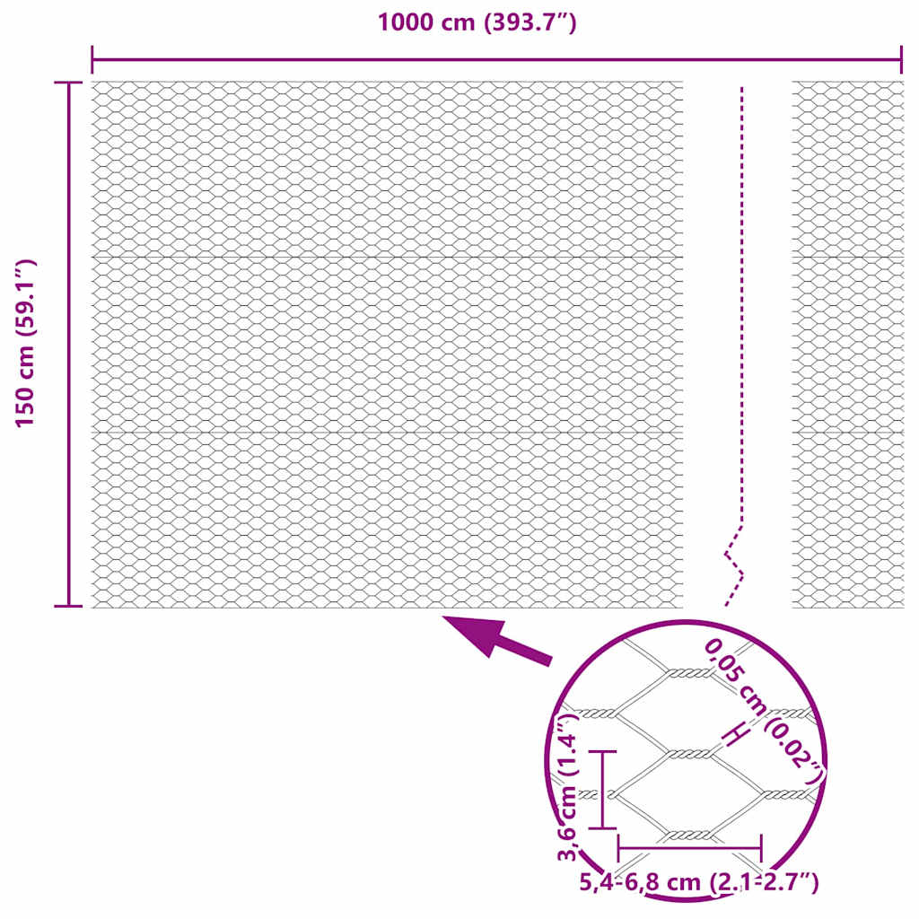 Recinzione Esagonale Argento 1,5 x 10 m Acciaio zincato | homemem39