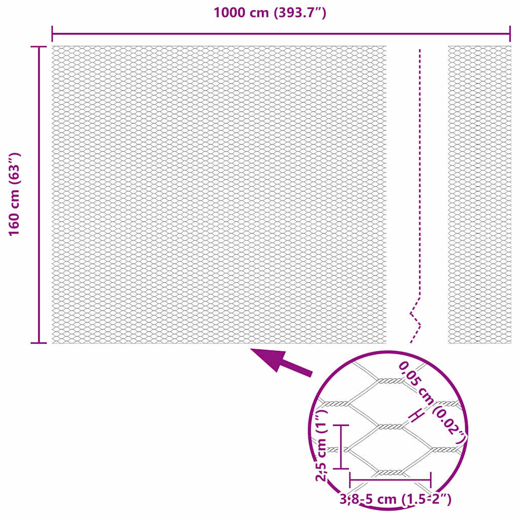 Recinzione Esagonale Argento 1,6 x 10 m Acciaio zincato