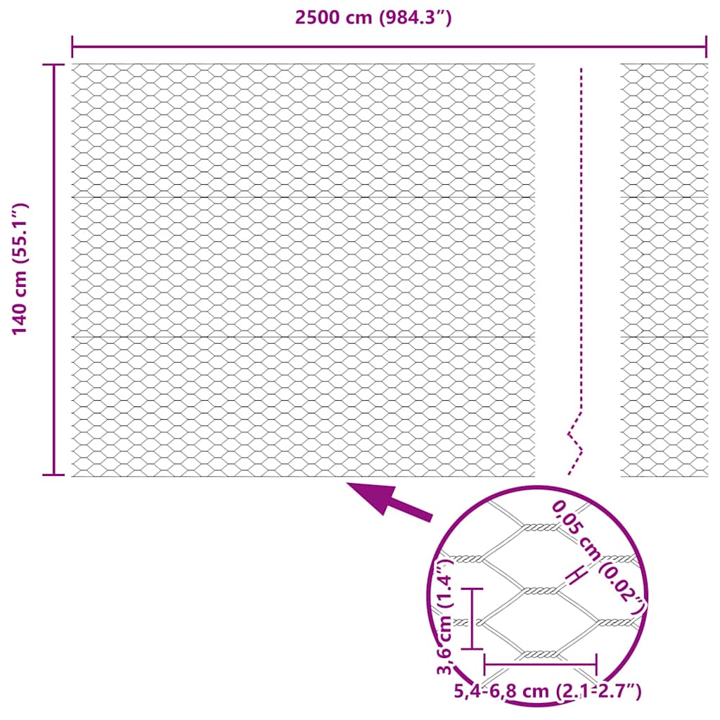 Recinzione Esagonale Argento 1,4 x 25 m Acciaio zincato | homemem39