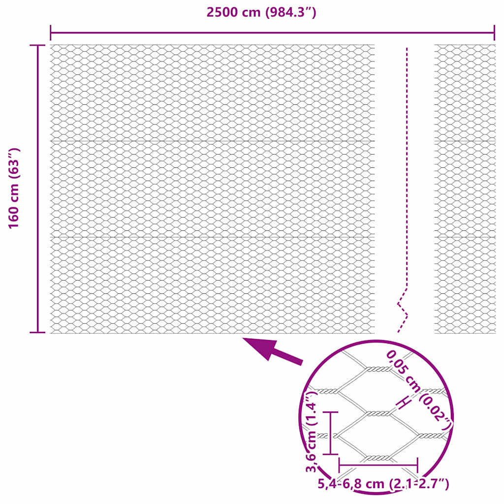 Recinzione Esagonale Argento 1,6 x 25 m Acciaio zincato