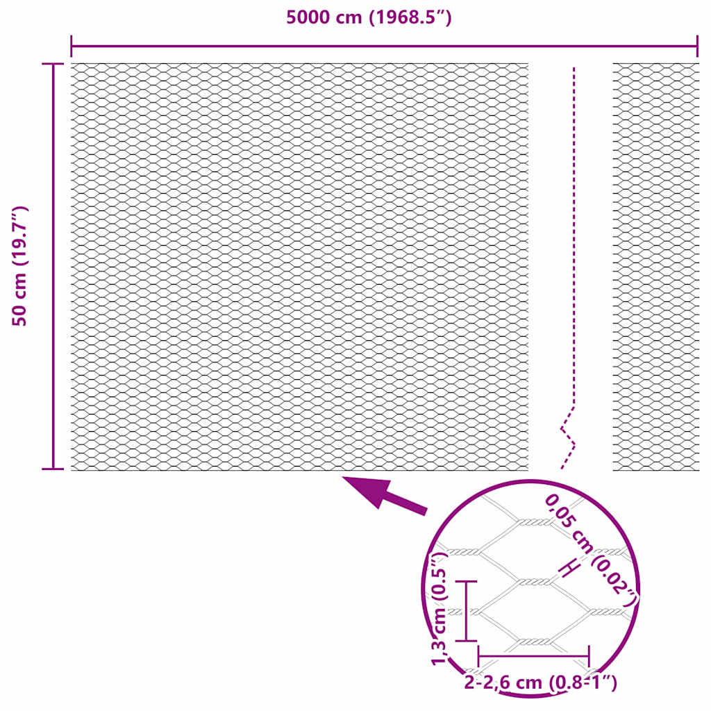 Recinzione Esagonale Argento 0,5 x 50 m Acciaio zincato