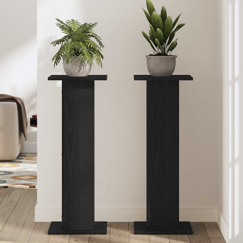 Supporto per piante 2 pcs Rovere nero 30 x 30 x 80 cm