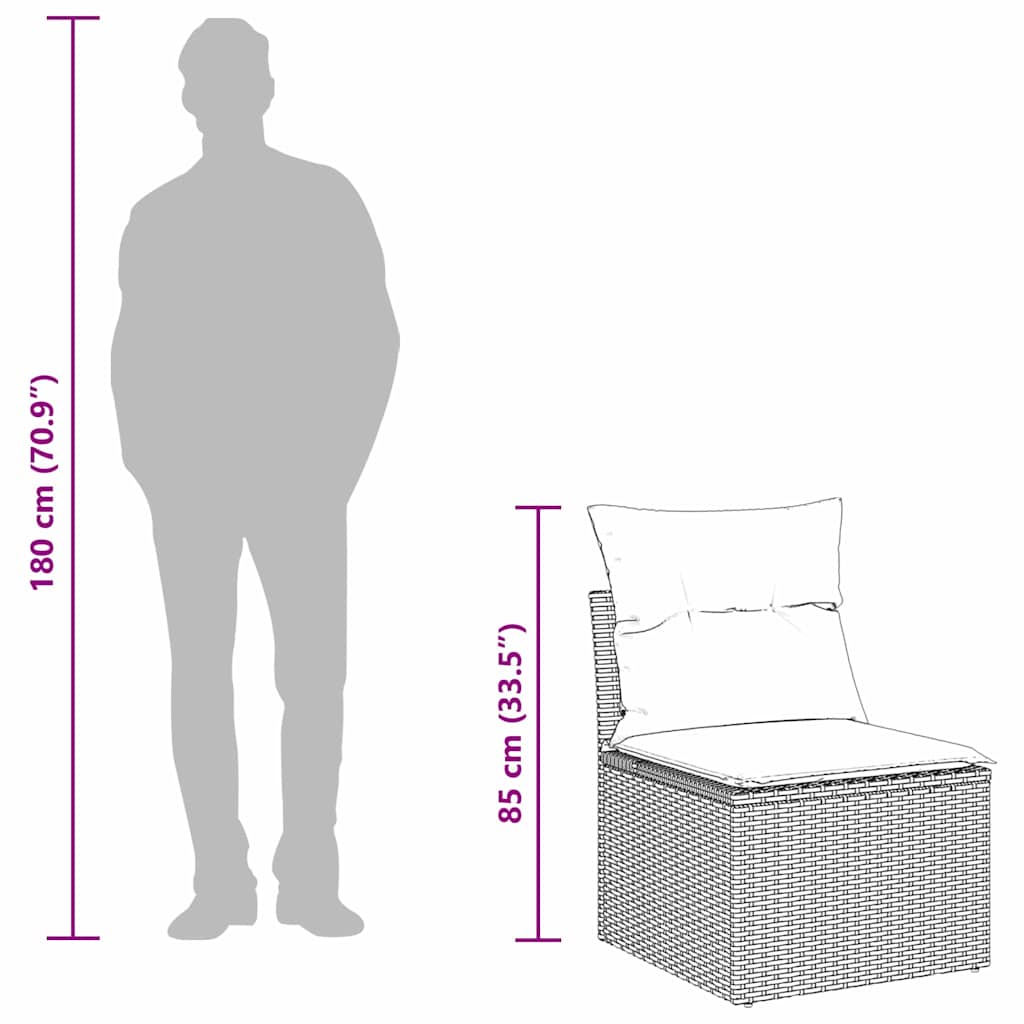 Set di divani 3 pz 3-Numero di posti Beige e grigio polyrattan