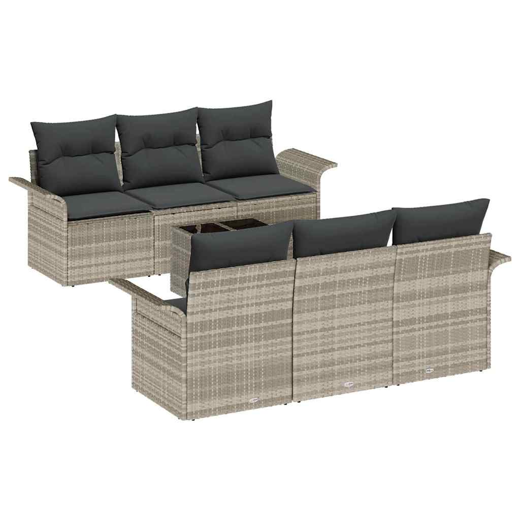 Set Divano da Giardino 7 pcs Grigio chiaro Poly Rattan
