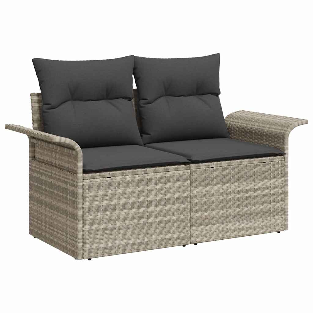 Set Divano da Giardino 7 pcs Grigio chiaro Poly Rattan