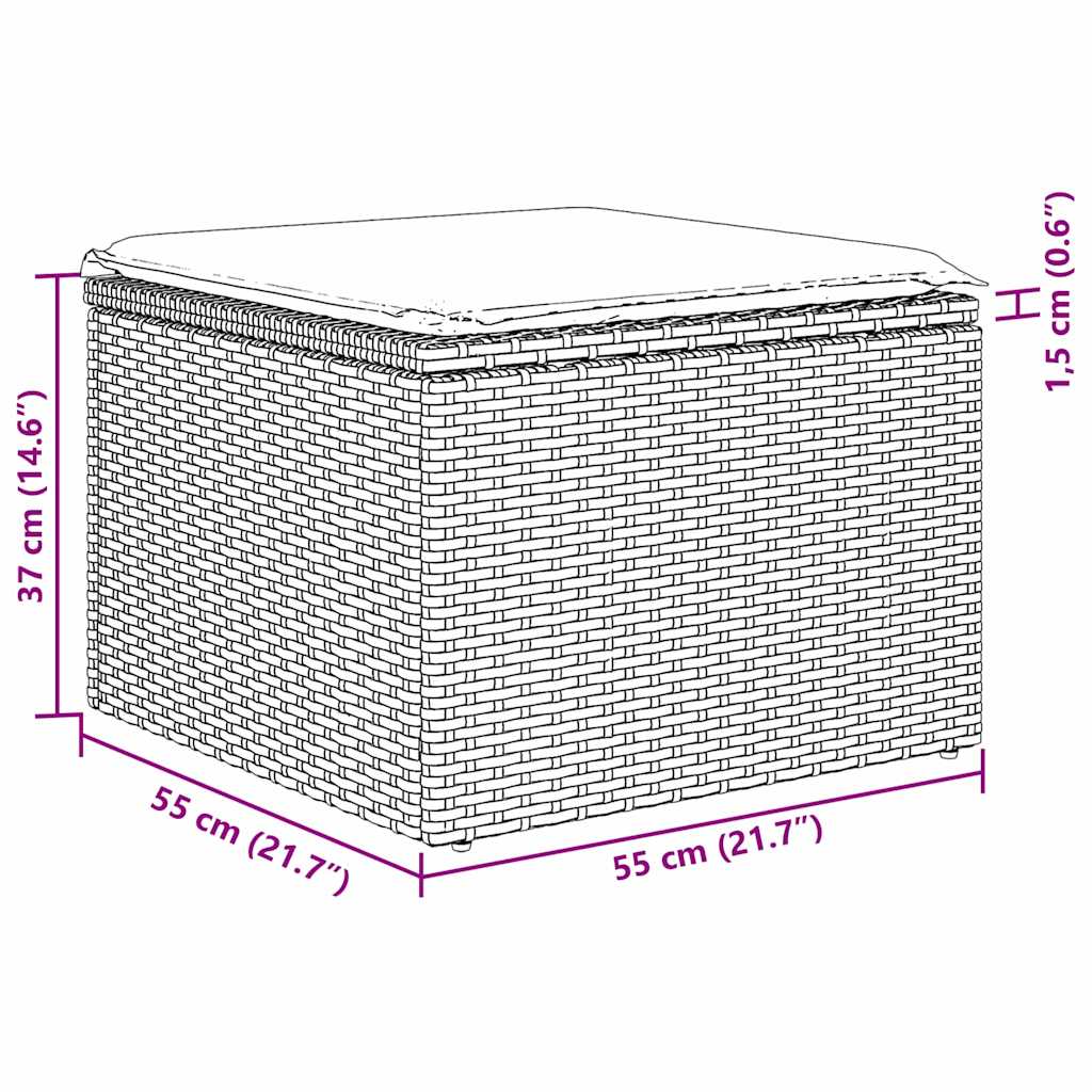 Set Divano da Giardino 4 pcs Beige 55 x 55 x 37cm polyrattan