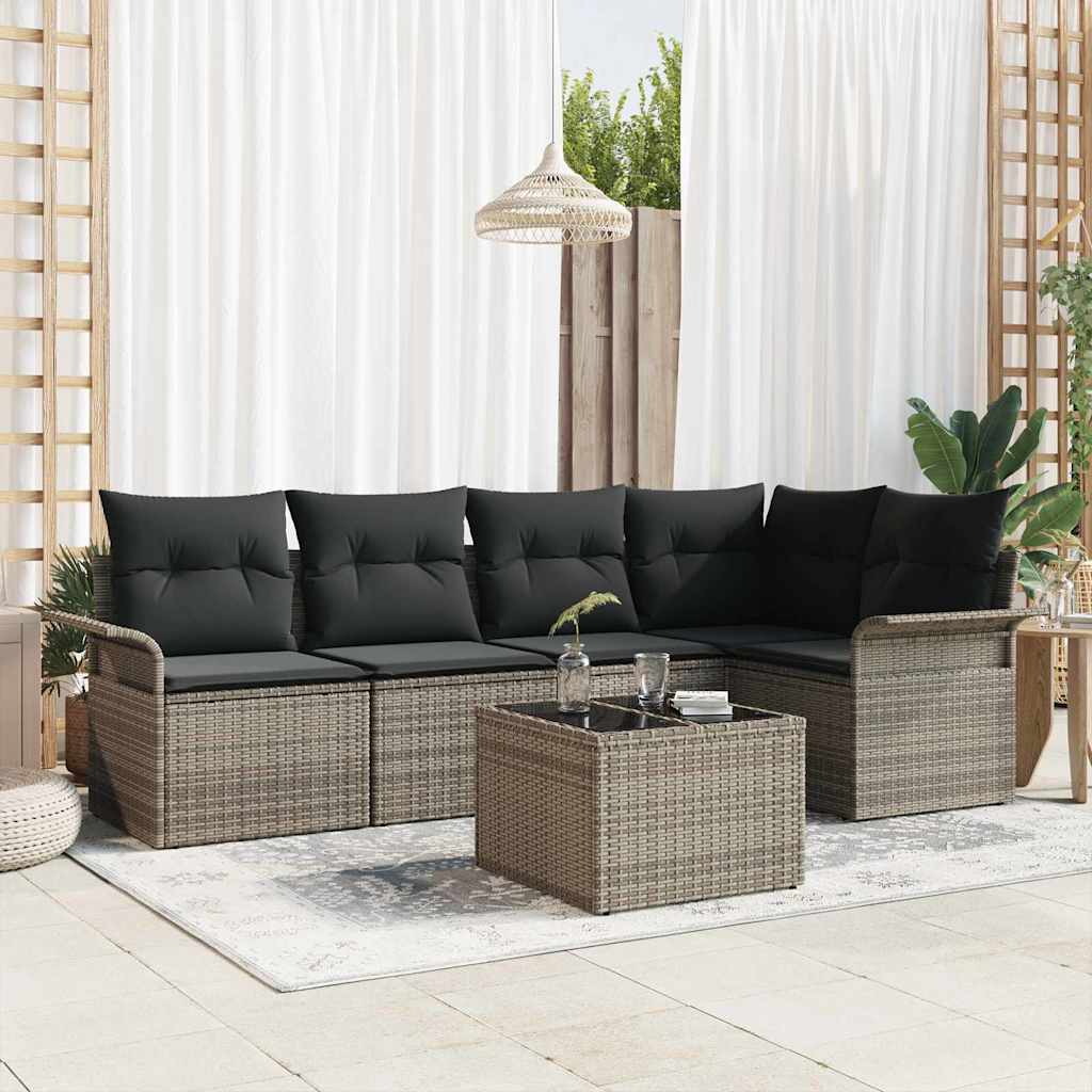 Set Divano da Giardino 6 pcs 242.5 x 132.5 x 85 cm Poly Rattan