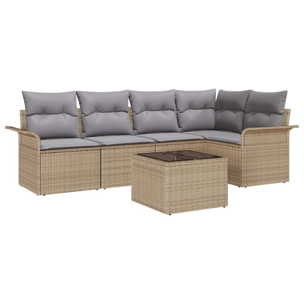 Set Divano da Giardino 6 pcs 242.5 x 132.5 x 85 cm Poly Rattan