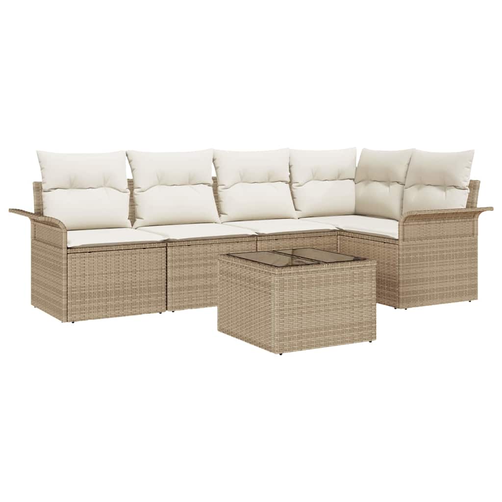 Set Divano da Giardino 6 pcs 242.5 x 132.5 x 85 cm Poly Rattan