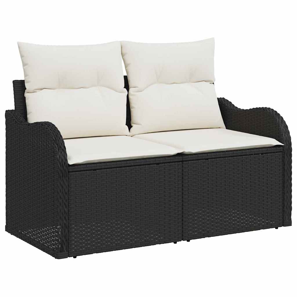 Set Divano da Giardino 7 pcs Nero 55 x 55 x 37 cm Poly Rattan