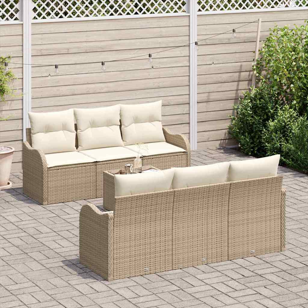 Set Divano da Giardino 7 pcs Beige 55 x 55 x 37 cm Poly Rattan