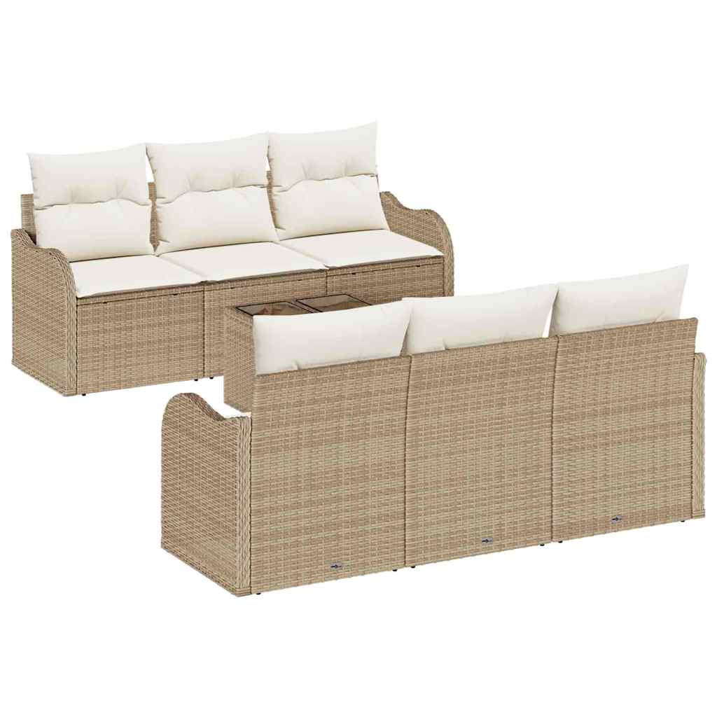 Set Divano da Giardino 7 pcs Beige 55 x 55 x 37 cm Poly Rattan