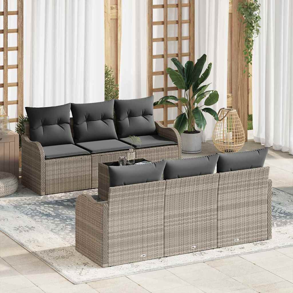 Set Divano da Giardino 7 pcs Grigio chiaro 55 x 55 x 37 cm