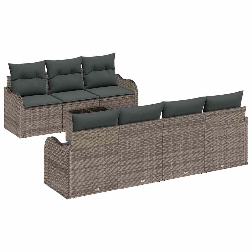Set Divano da Giardino 8 pcs Grigio 55 x 55 x 37 cm Poly Rattan