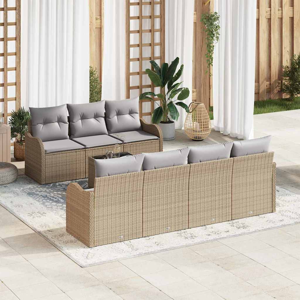 Set Divano da Giardino 8 pcs Beige 55 x 55 x 37 cm Poly Rattan