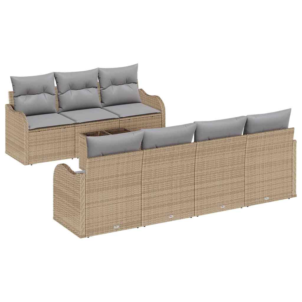Set Divano da Giardino 8 pcs Beige 55 x 55 x 37 cm Poly Rattan