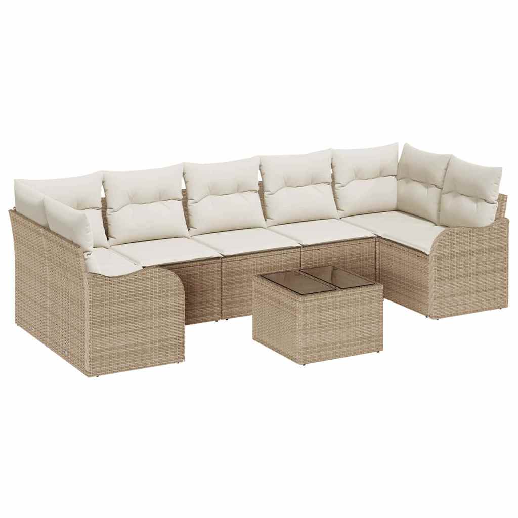 Set Divano da Giardino 8 pcs Beige 55 x 55 x 37 cm Poly Rattan
