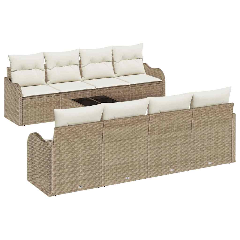 Set Divano da Giardino 9 pcs Beige 55 x 55 x 37 cm Poly Rattan