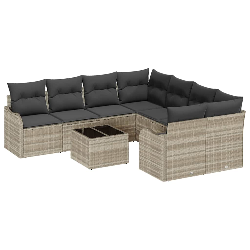 Set Divano da Giardino 9 pcs Grigio chiaro 55 x 55 x 37 cm