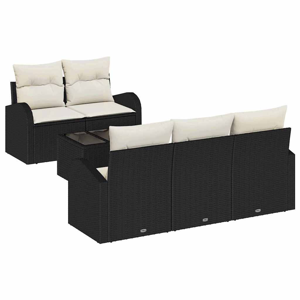 Set Divano da Giardino 6 pcs Nero 55 x 55 x 37 cm Poly Rattan