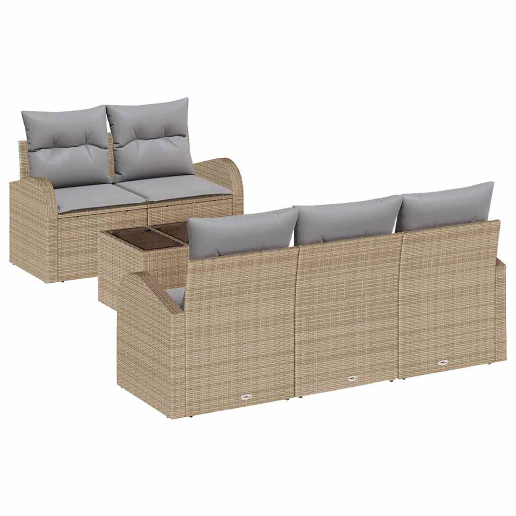 Set Divano da Giardino 6 pcs Beige 55 x 55 x 37 cm Poly Rattan