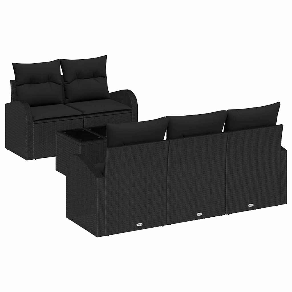 Set Divano da Giardino 6 pcs Nero 55 x 55 x 37 cm Poly Rattan
