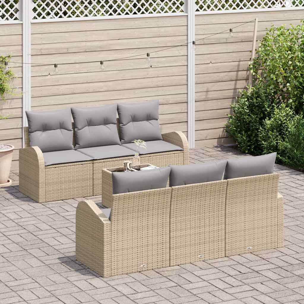 Set Divano da Giardino 7 pcs Beige 55 x 55 x 37 cm Poly Rattan