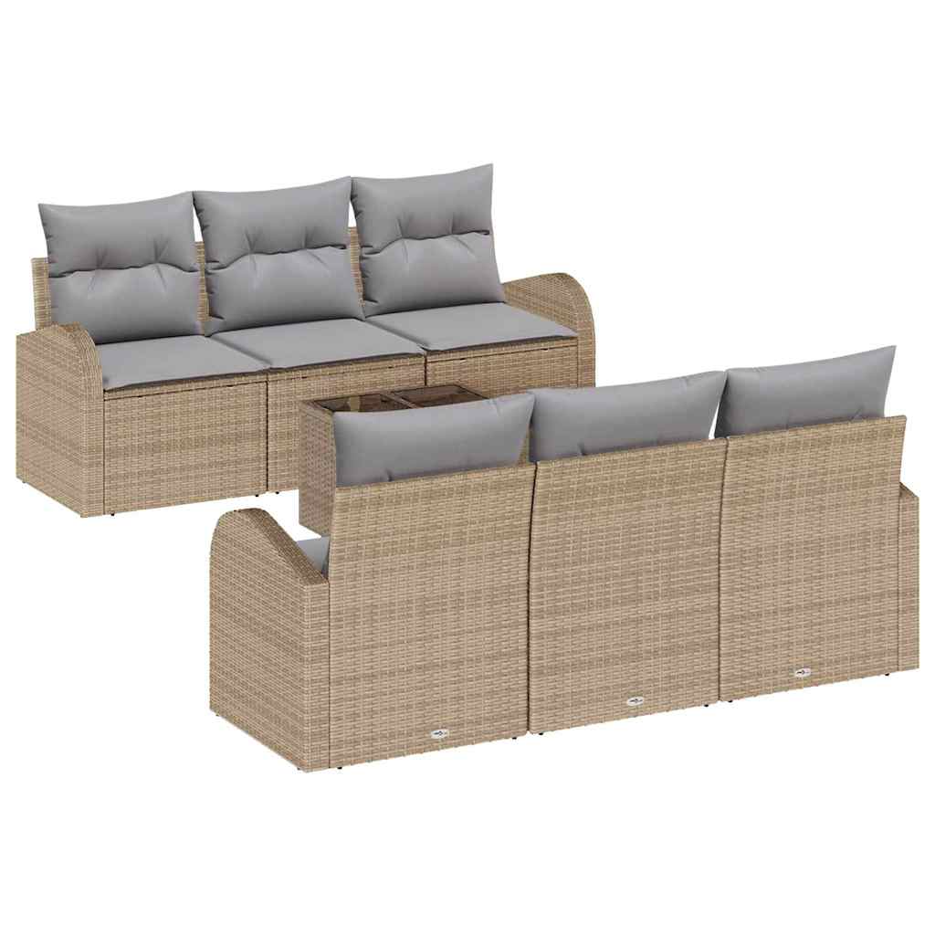 Set Divano da Giardino 7 pcs Beige 55 x 55 x 37 cm Poly Rattan