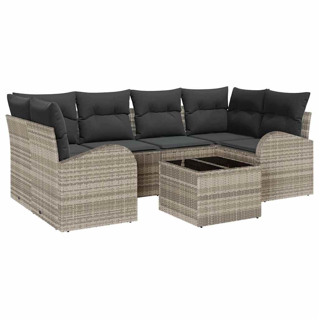 Set Divano da Giardino 7 pcs Grigio chiaro 55 x 55 x 37 cm