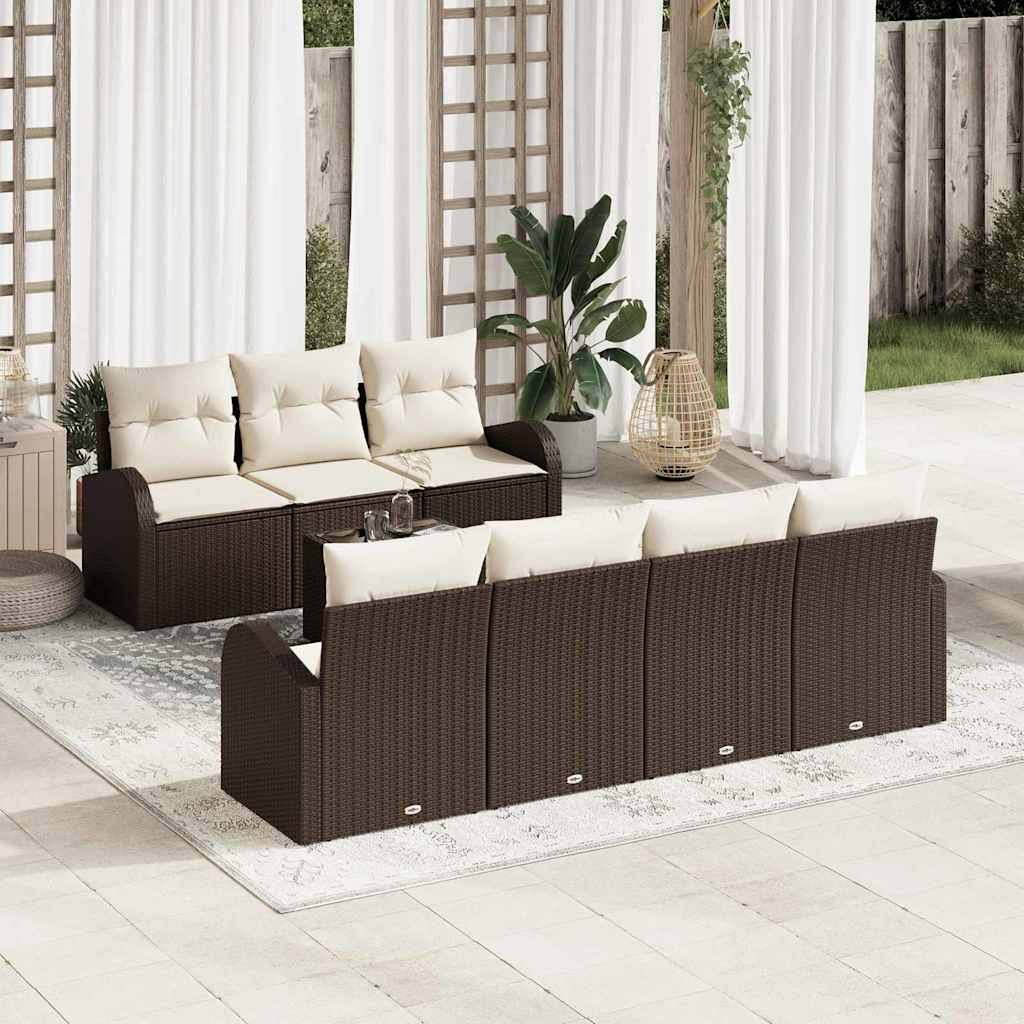 Set Divano da Giardino 8 pcs Marrone 55 x 55 x 37 cm polyrattan