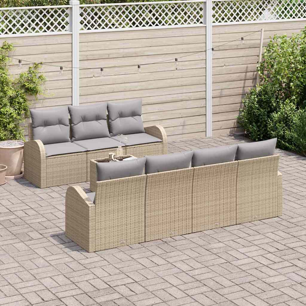 Set Divano da Giardino 8 pcs Beige 55 x 55 x 37 cm polyrattan