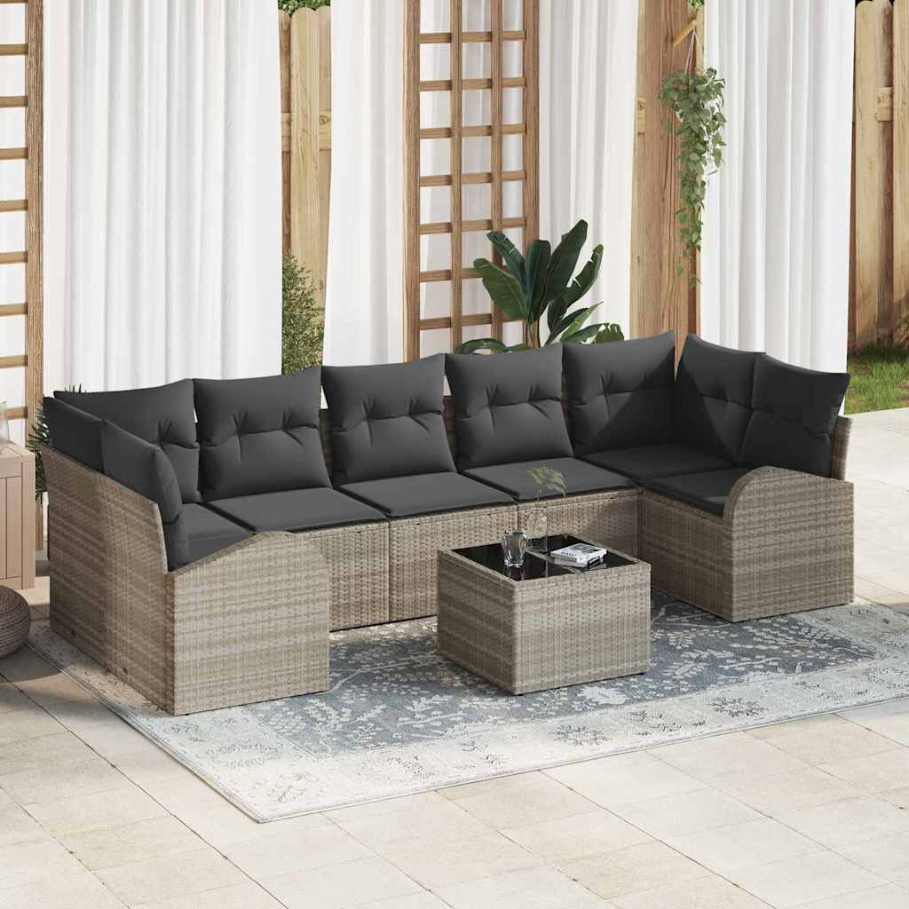 Set Divano da Giardino 8 pcs Grigio chiaro 55 x 55 x 37 cm