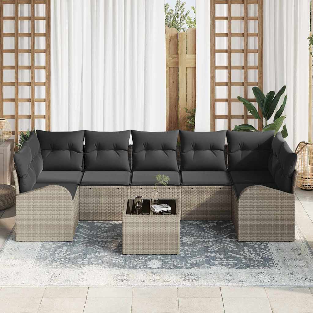 Set Divano da Giardino 8 pcs Grigio chiaro 55 x 55 x 37 cm