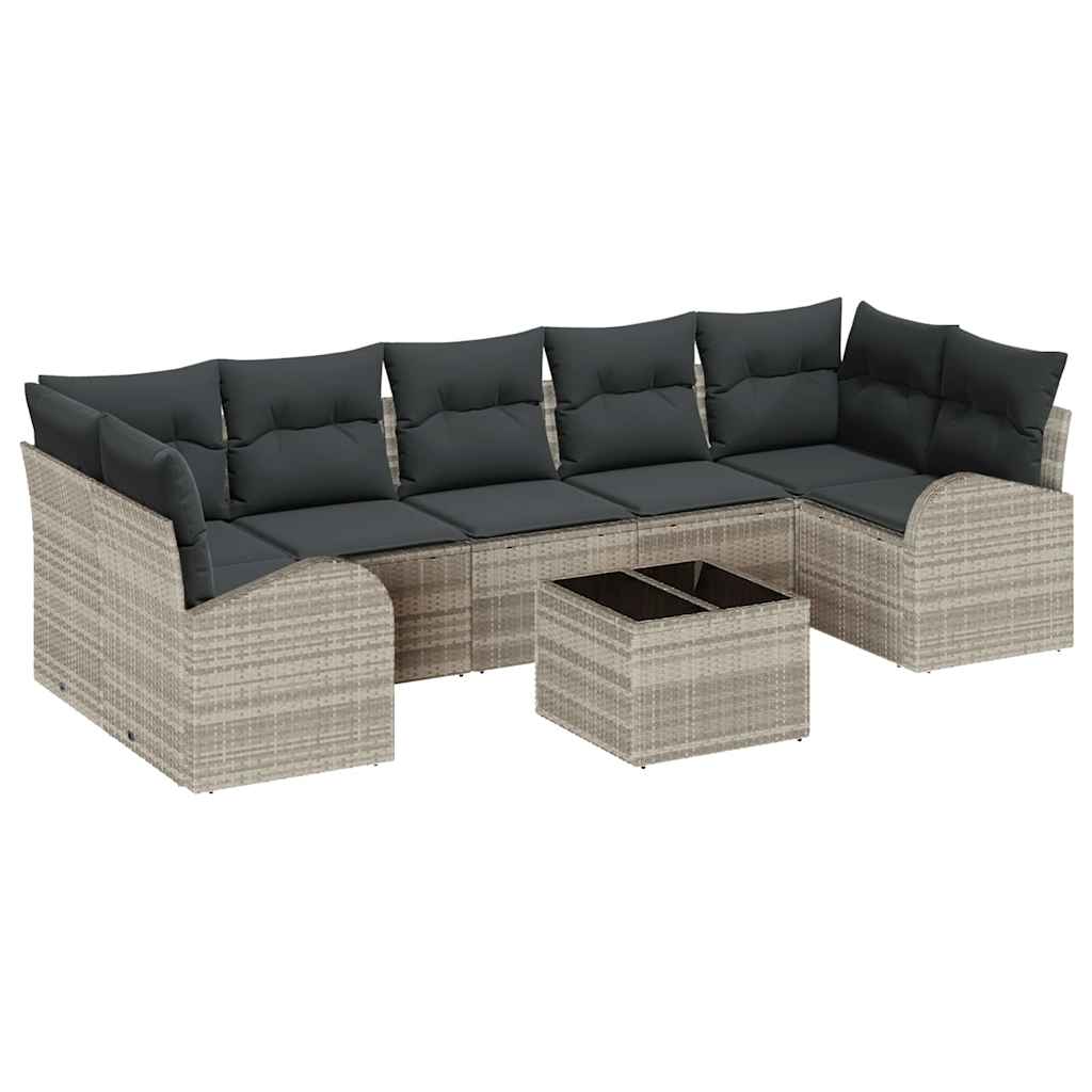 Set Divano da Giardino 8 pcs Grigio chiaro 55 x 55 x 37 cm
