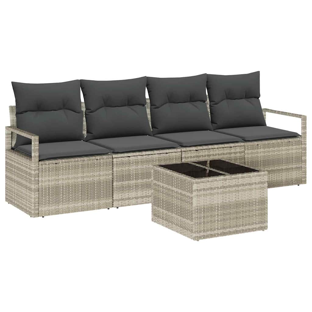 Set Divano da Giardino 5 pcs Grigio chiaro e grigio scuro