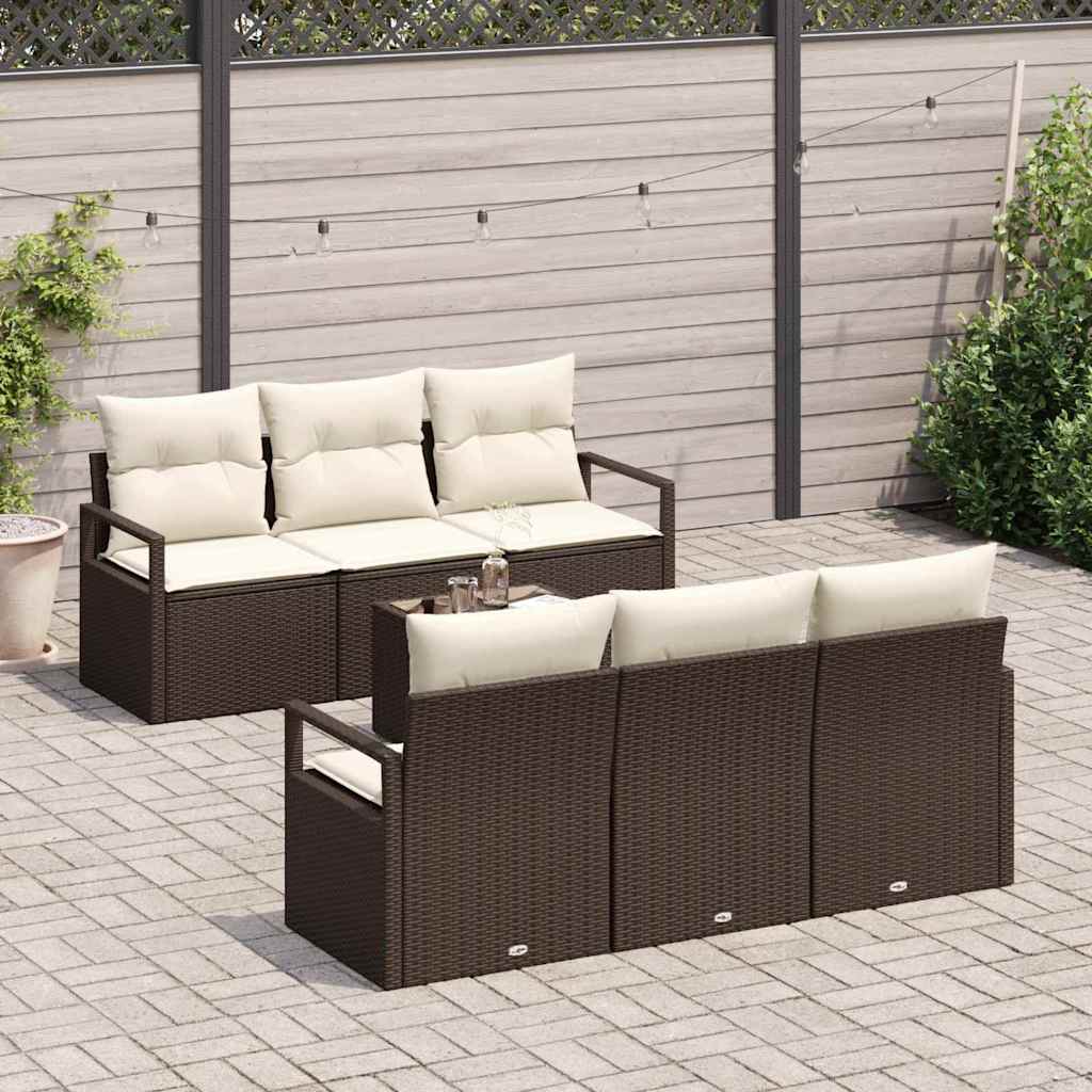 Set Divano da Giardino 7 pcs Marrone e Crema 55 x 55 x 37 cm