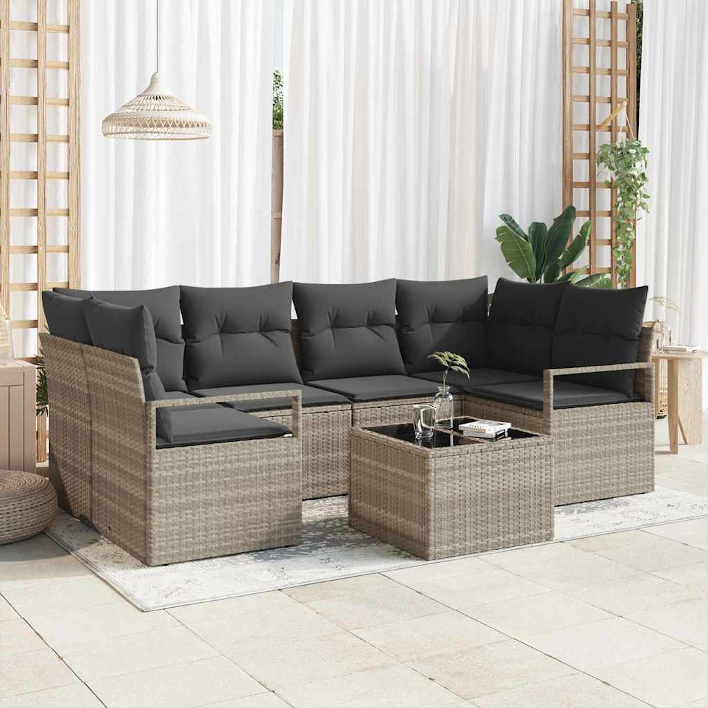Set Divano da Giardino 7 pcs Grigio chiaro e grigio scuro