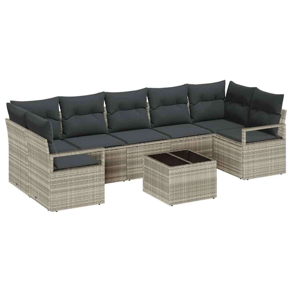 Set Divano da Giardino 8 pcs Grigio chiaro e grigio scuro
