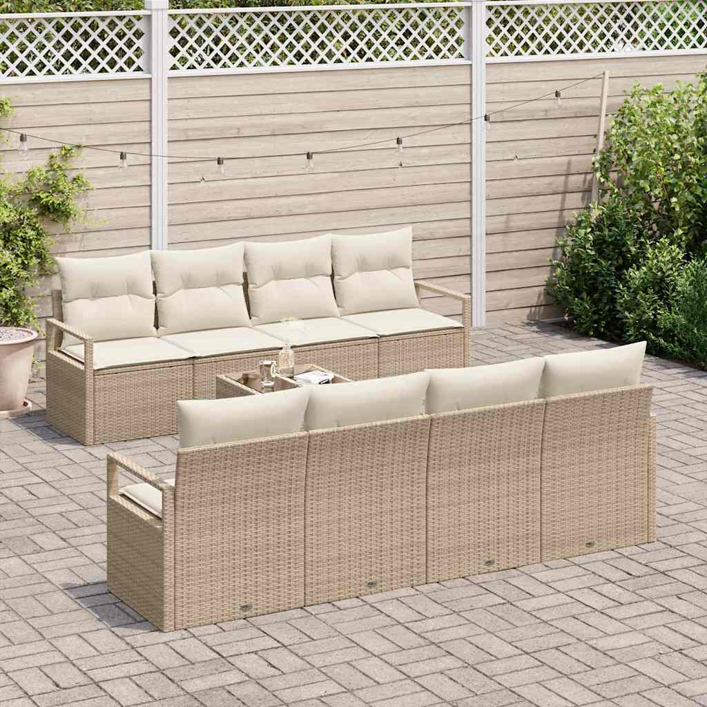 Set Divano da Giardino 7 pcs Beige e Crema 55 x 55 x 37 cm