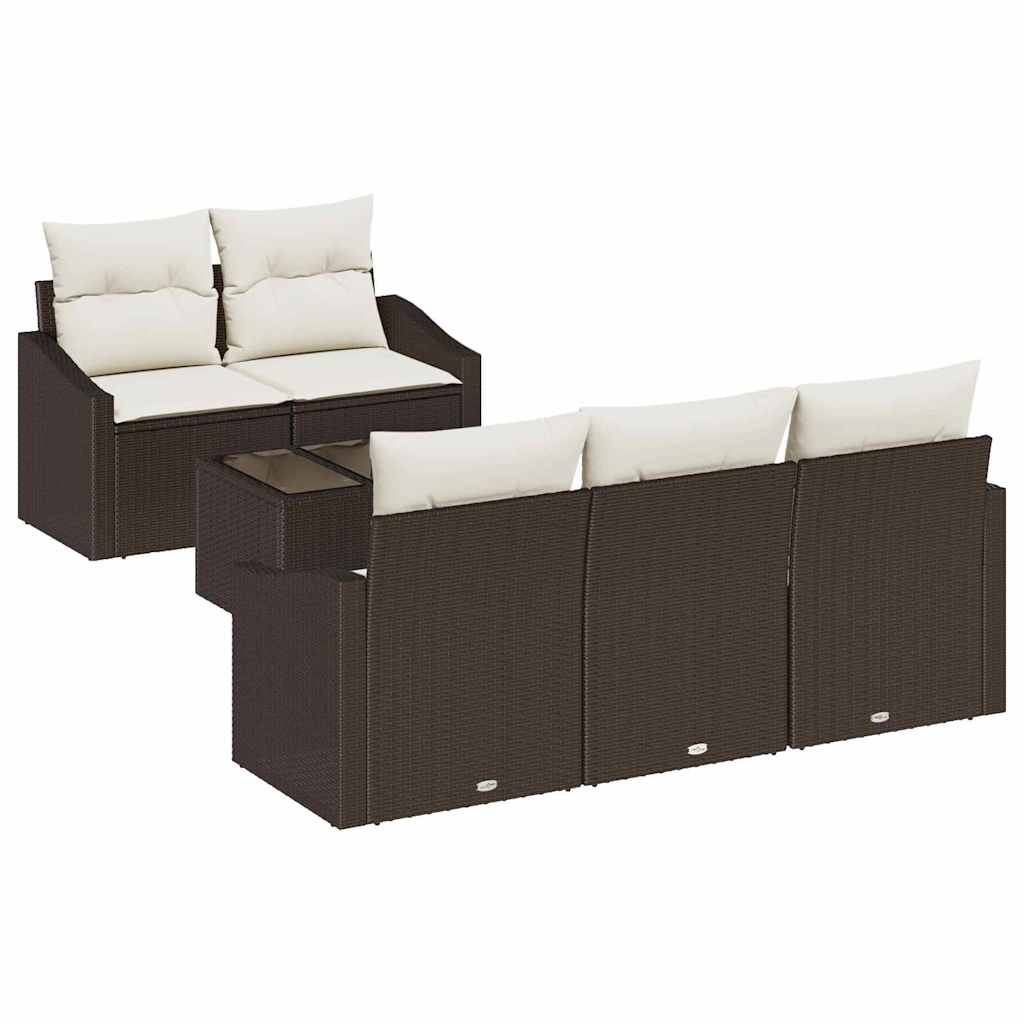 Set Divano da Giardino 6 pcs Marrone e Crema 55 x 55 x 37 cm