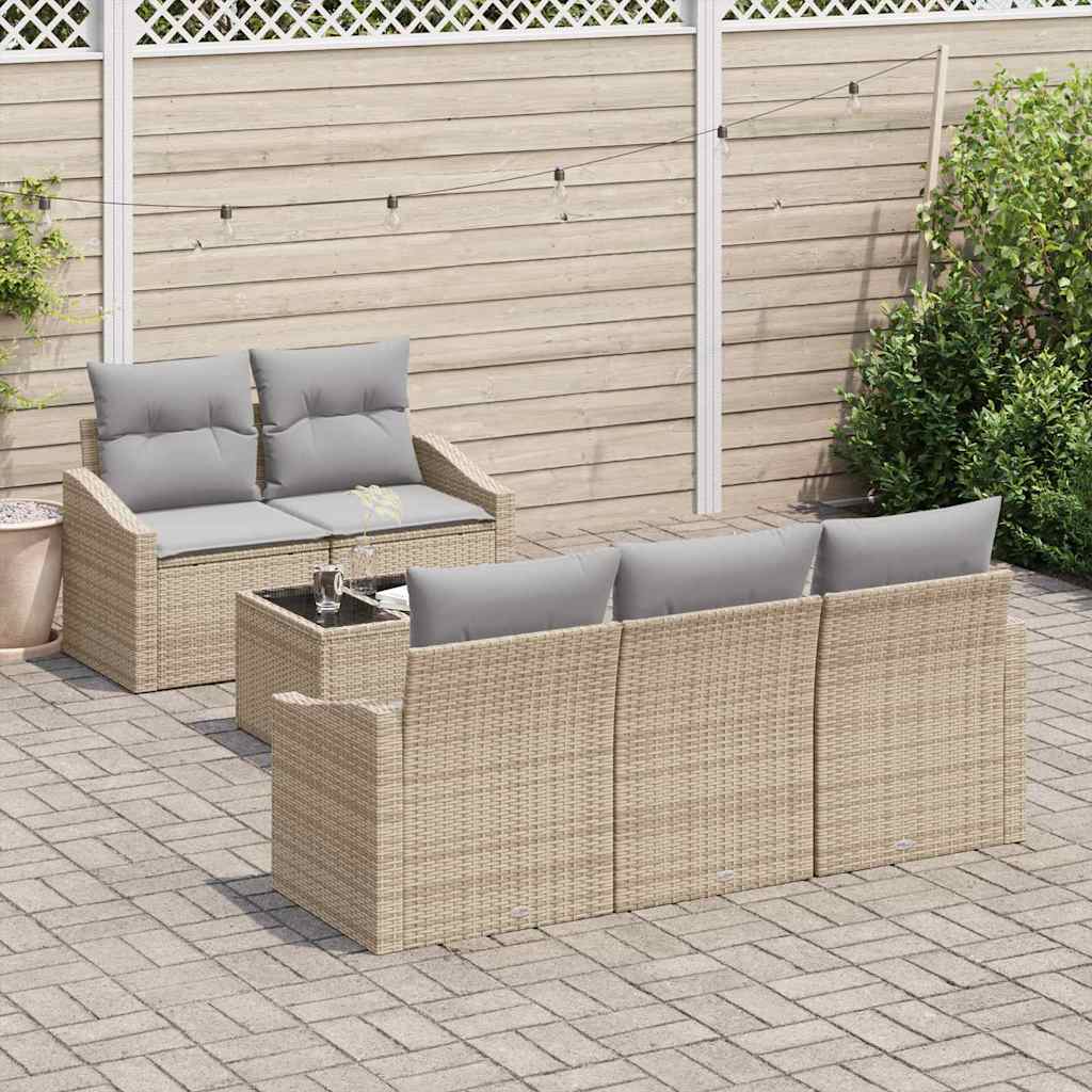 Set Divano da Giardino con cuscino 6 pcs Beige e Grigio Chiaro