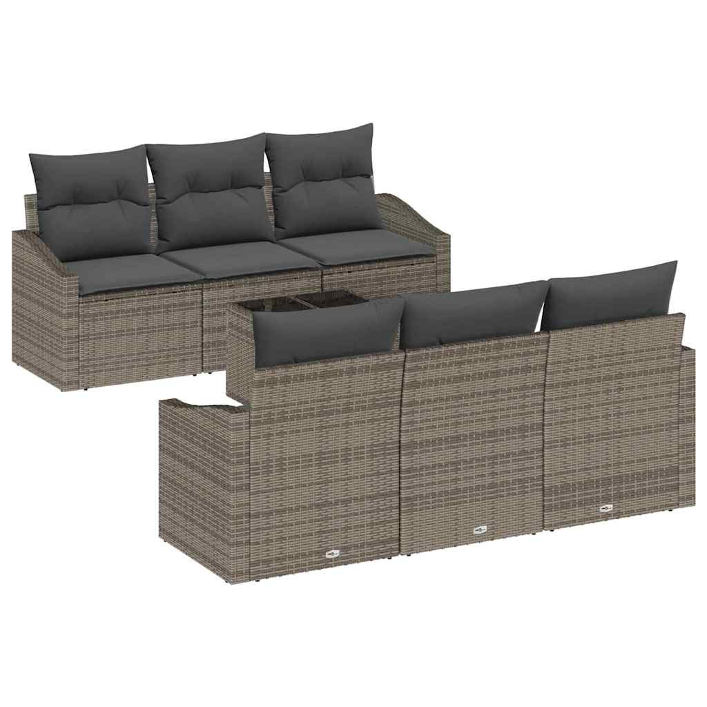 Set Divano da Giardino con cuscino 7 pcs Grigio 55 x 55 x 37 cm