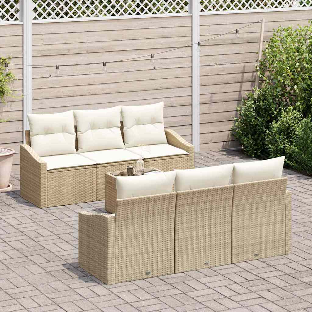 Set Divano da Giardino 7 pcs Beige e Crema 55 x 55 x 37 cm