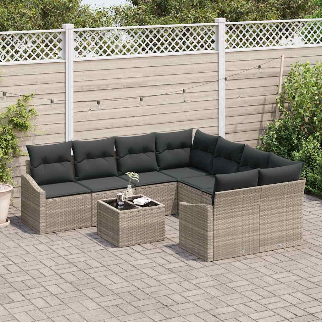 Set Divano da Giardino 9 pcs Grigio chiaro 55 x 55 x 37 cm