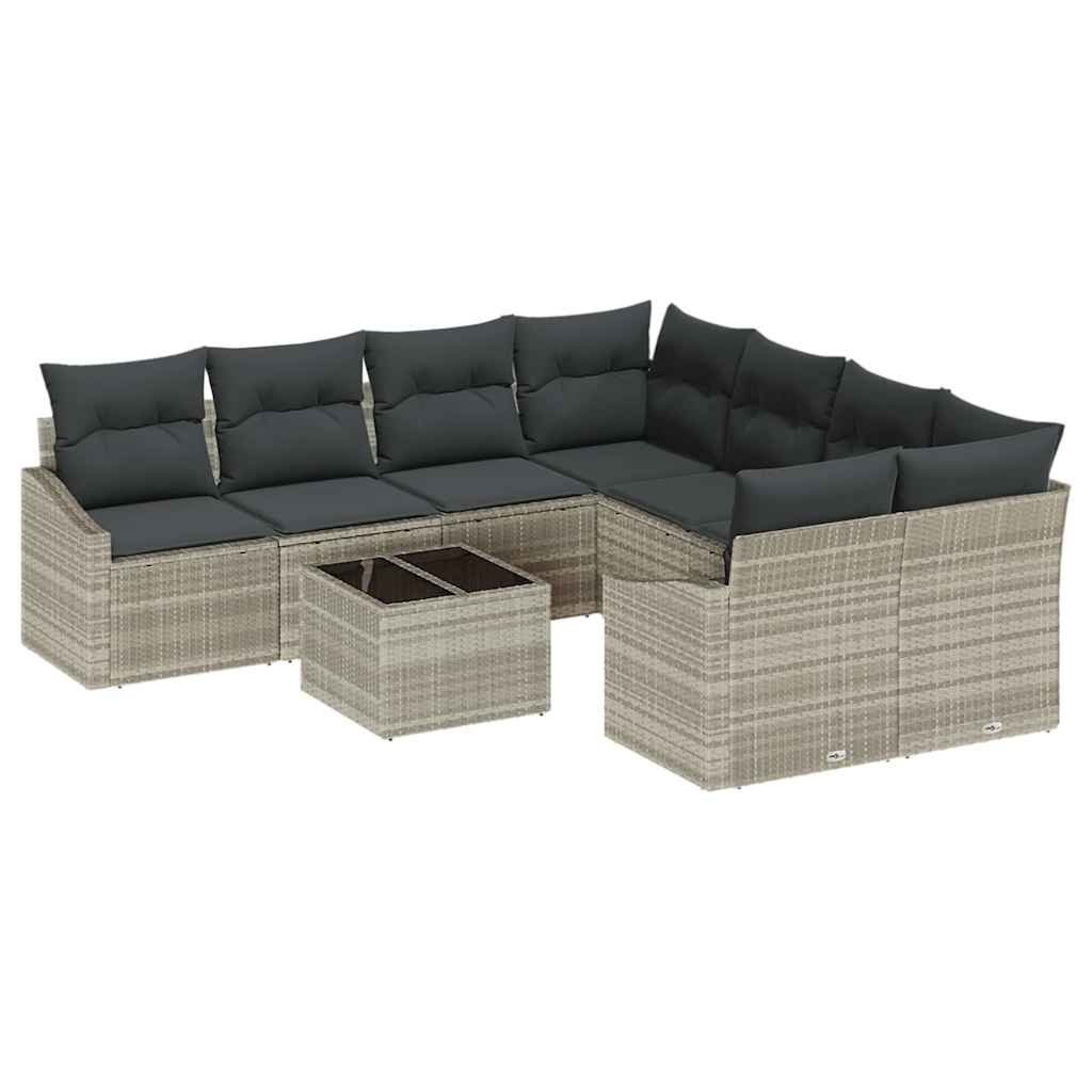 Set Divano da Giardino 9 pcs Grigio chiaro 55 x 55 x 37 cm