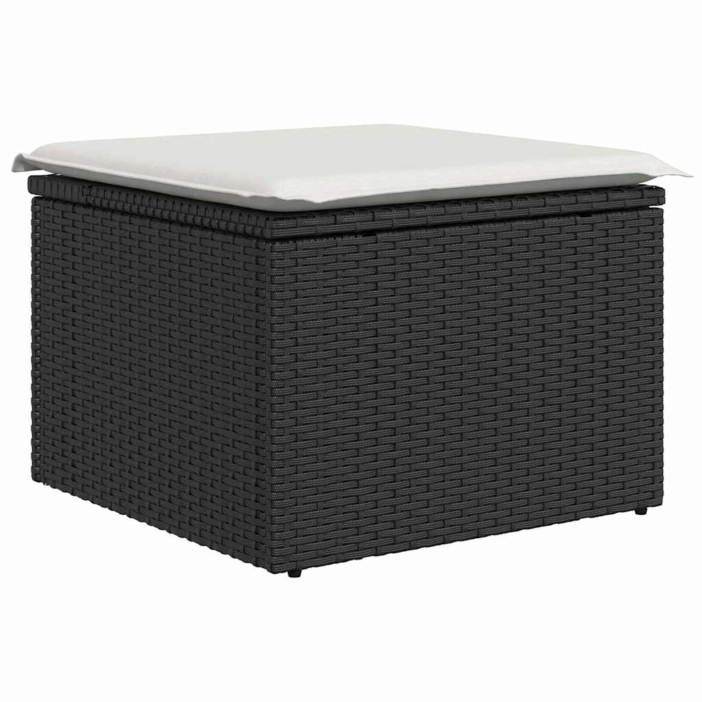Set Divano da Giardino 5 pcs Nero Poly Rattan