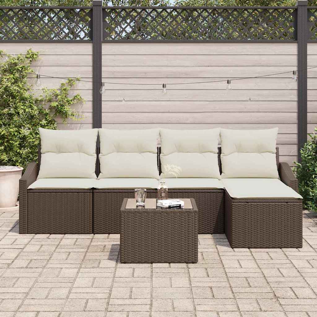 Set Divano da Giardino 6 pcs Marrone Poly Rattan