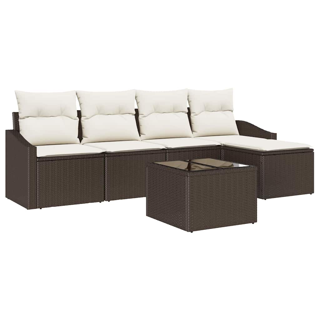 Set Divano da Giardino 6 pcs Marrone Poly Rattan