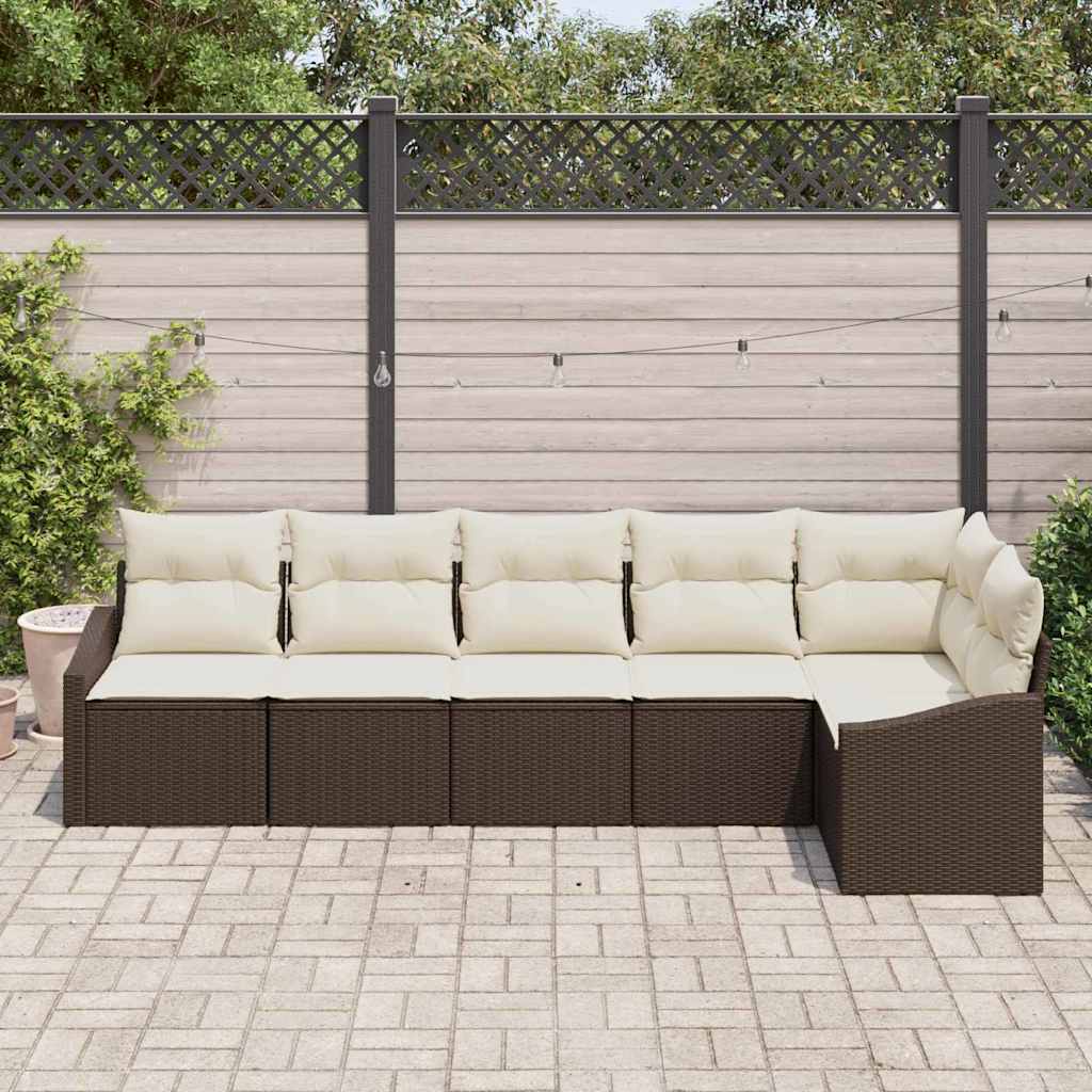 Set Divano da Giardino 6 pcs Marrone Poly Rattan